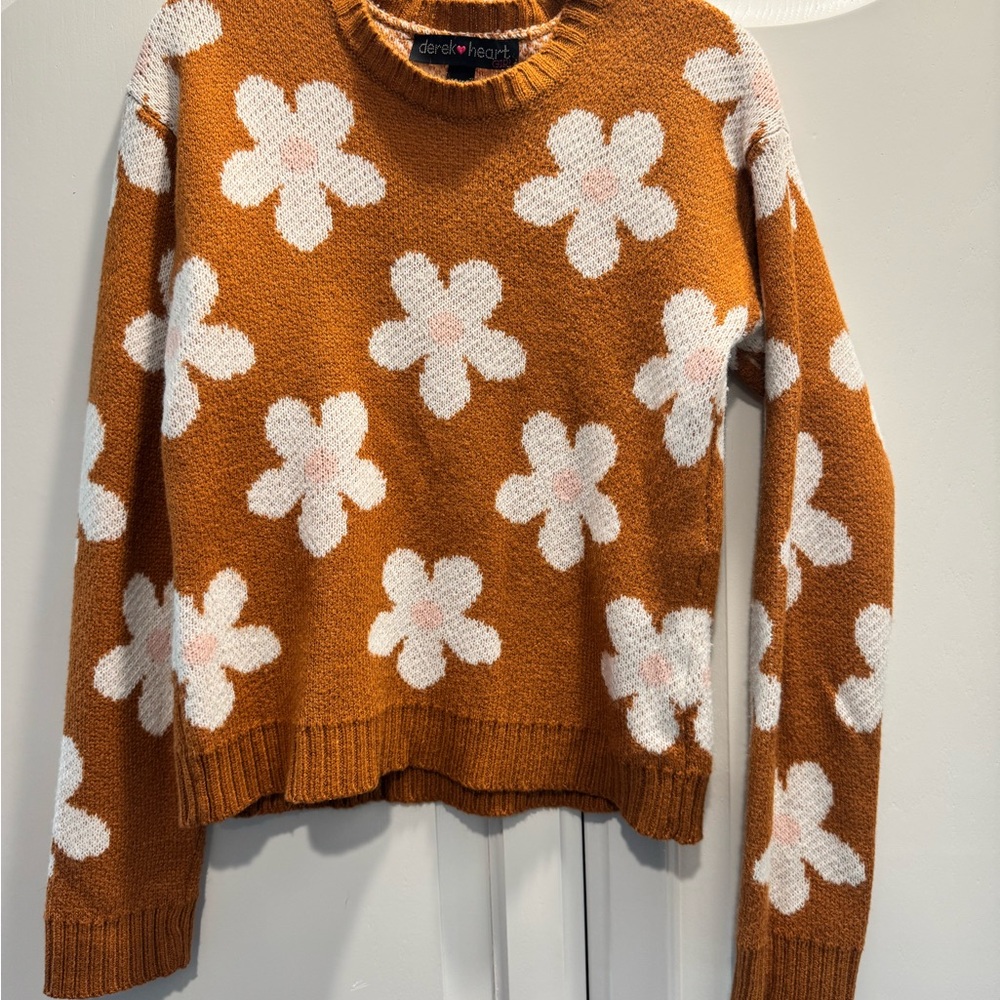 Derek Heart Orange Floral Sweater